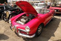 Trimoba AG / Oldtimer und Immobilien,Dieser Alfa Romeo ist ein Mischling: Von der Karosserie her eine Giulietta Spider Jg.1960, seitens des Motors, 1600 Veloce (Typ 10123) eine Giulia Spider, hergestellt 1964-65 mit 112 PS, 4 Zyl. Vielleicht hat der Besitzer mal den Motor gewechselt.  